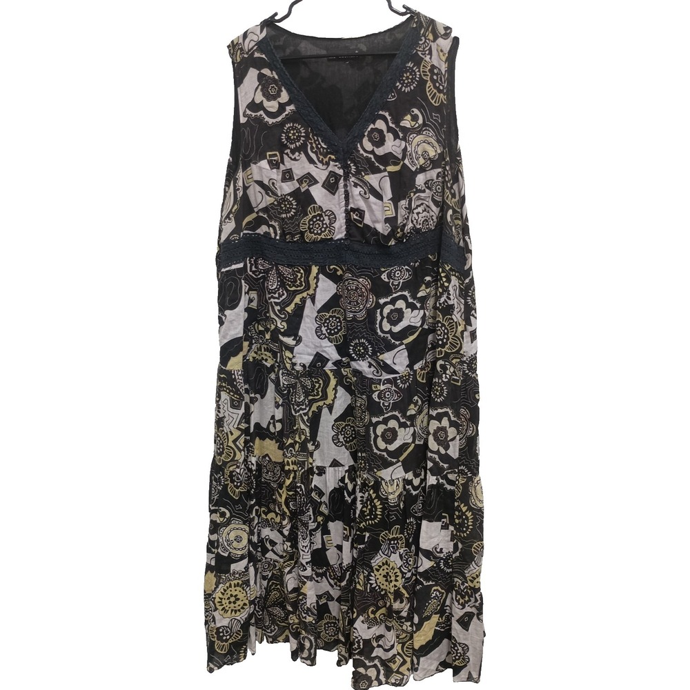 VTG Y2K Mlle Gabrielle Womens Maxi Dress Size 1X Floral Sleeveless Tiered‎ BOHO